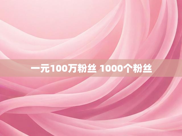 一元100万粉丝 1000个粉丝