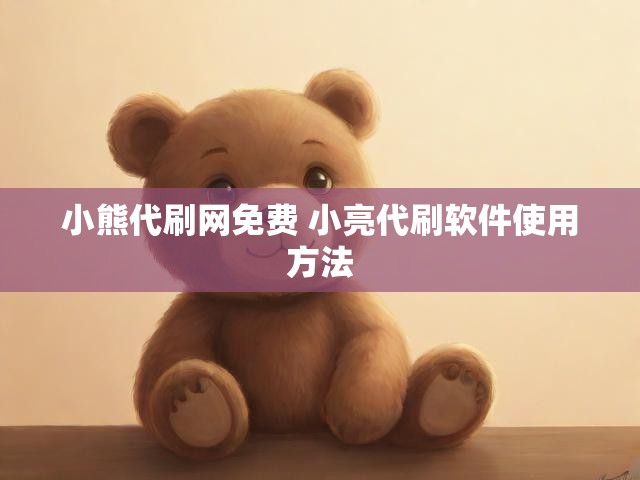 小熊代刷网免费 小亮代刷软件使用方法