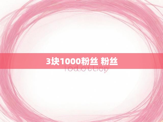 3块1000粉丝 粉丝