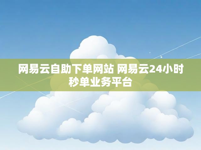 网易云自助下单网站 网易云24小时秒单业务平台