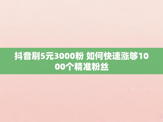 抖音刷5元3000粉 如何快速涨够1000个精准粉丝