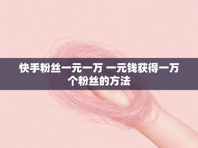 快手粉丝一元一万 一元钱获得一万个粉丝的方法