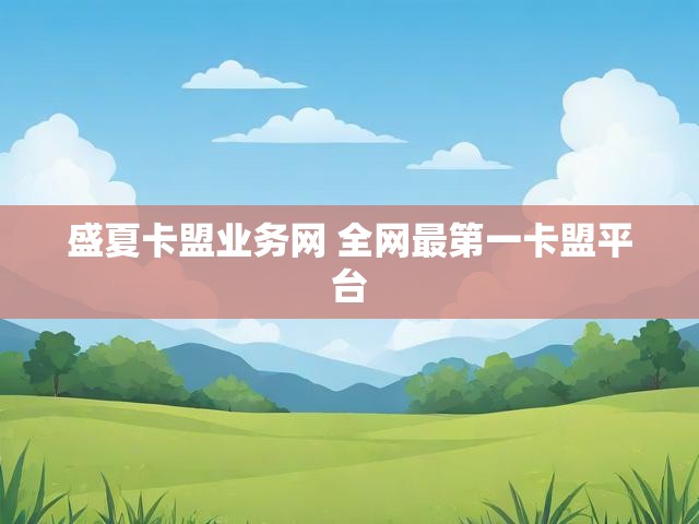盛夏卡盟业务网 全网最第一卡盟平台