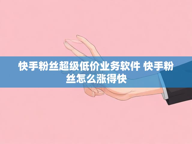 快手粉丝超级低价业务软件 快手粉丝怎么涨得快
