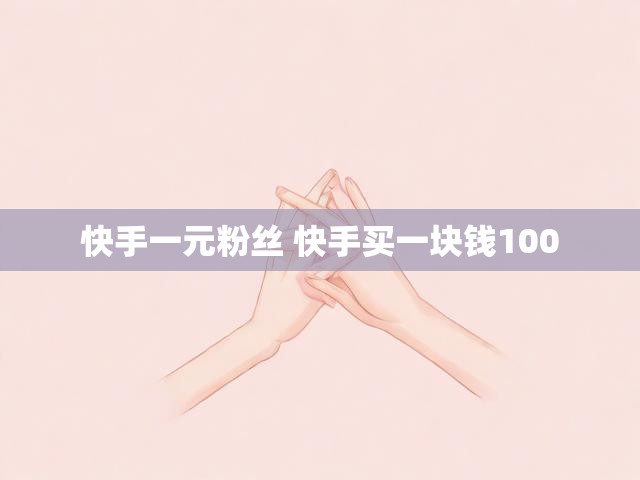 快手一元粉丝 快手买一块钱100