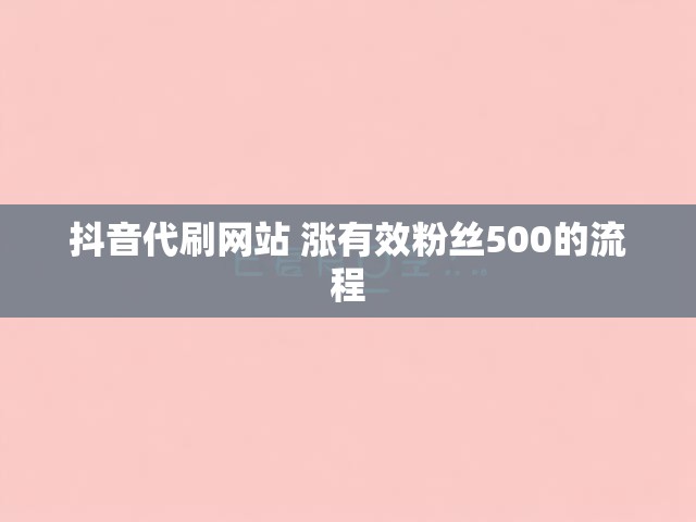 抖音代刷网站 涨有效粉丝500的流程