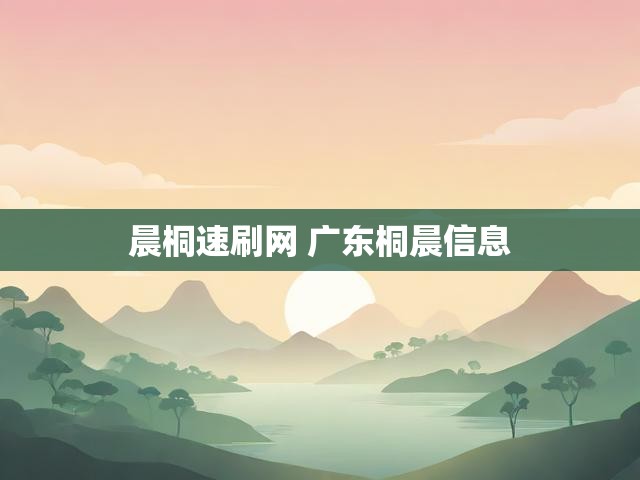 晨桐速刷网 广东桐晨信息