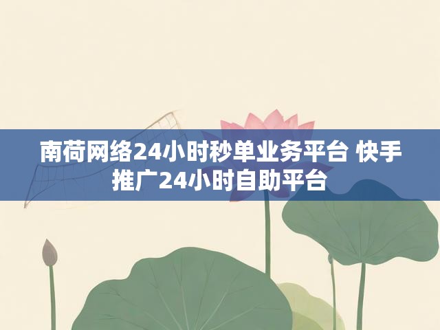 南荷网络24小时秒单业务平台 快手推广24小时自助平台