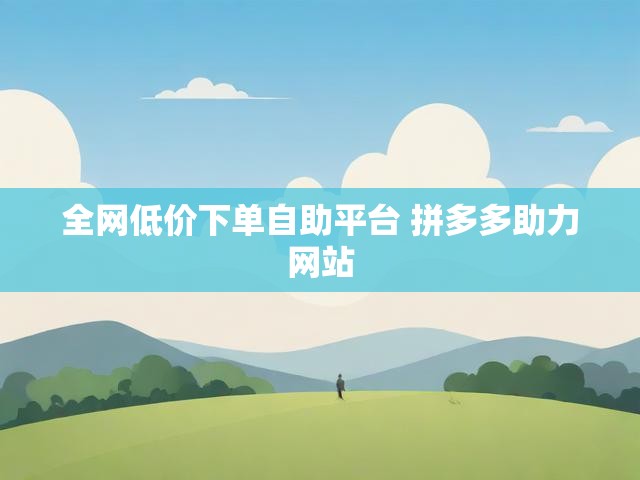 全网低价下单自助平台 拼多多助力网站