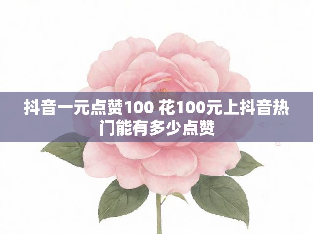 抖音一元点赞100 花100元上抖音热门能有多少点赞