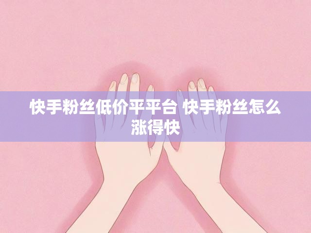 快手粉丝低价平平台 快手粉丝怎么涨得快