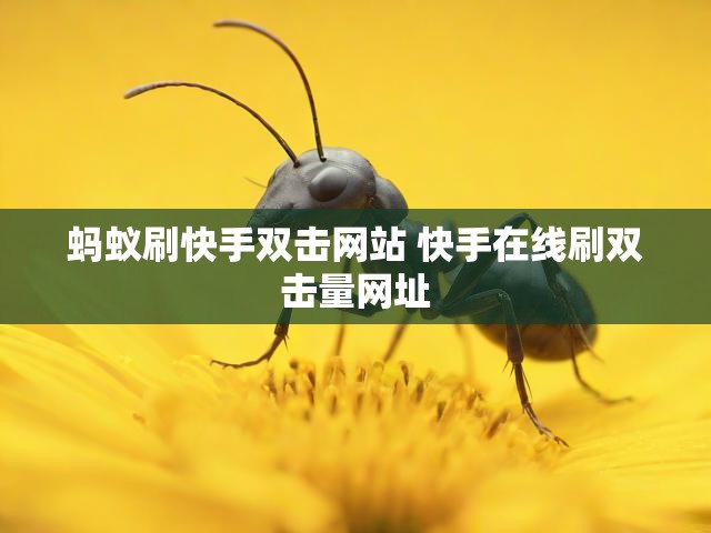 蚂蚁刷快手双击网站 快手在线刷双击量网址