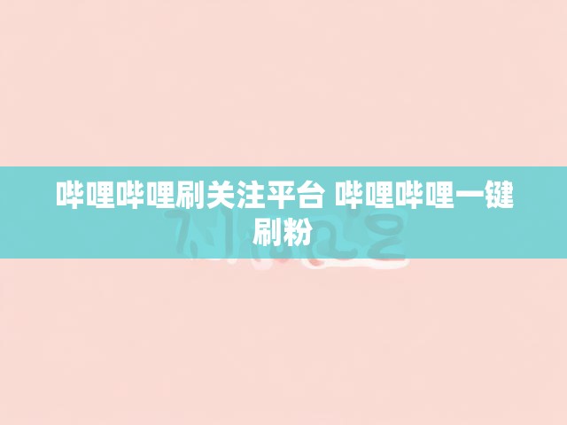 哔哩哔哩刷关注平台 哔哩哔哩一键刷粉