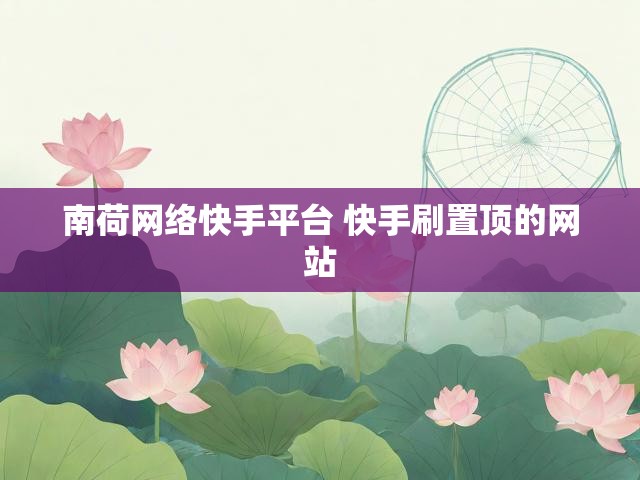 南荷网络快手平台 快手刷置顶的网站