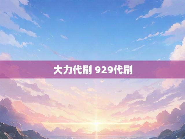 大力代刷 929代刷