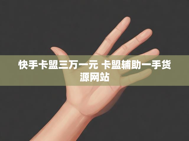 快手卡盟三万一元 卡盟辅助一手货源网站