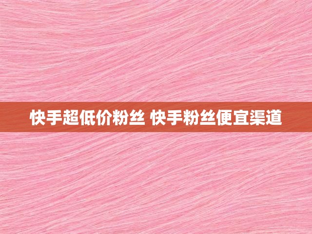 快手超低价粉丝 快手粉丝便宜渠道